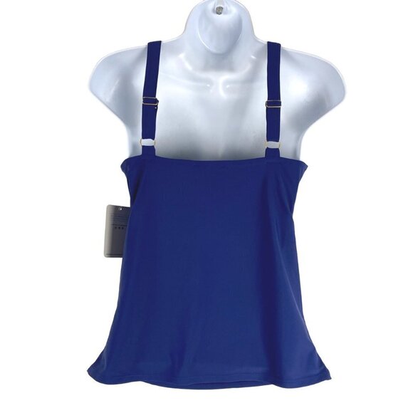 Cabana Life‎ Tankini Swim Top Womens Small Blue Embroidered Neck NWT SW-1845 - Picture 4 of 7